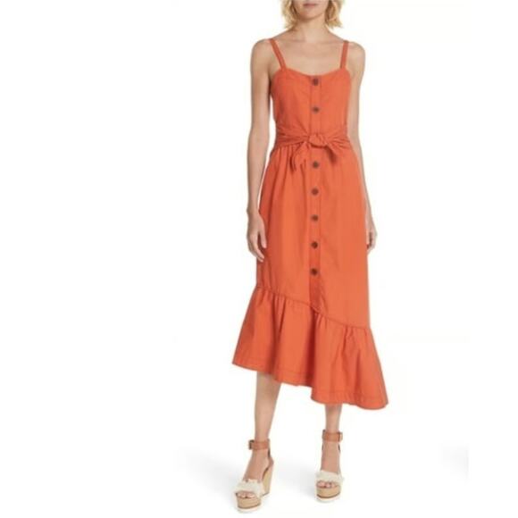 DEREK LAM 10 CROSBY Cotton Poplin Asymmetric Midi Tank Dress Saks 10 L $425 - Picture 1 of 14